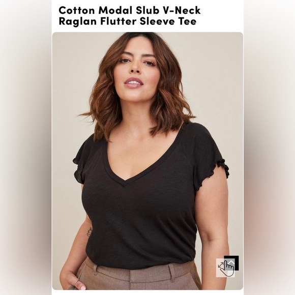 Vneck flutter sleeve tee - Picture 1 of 4